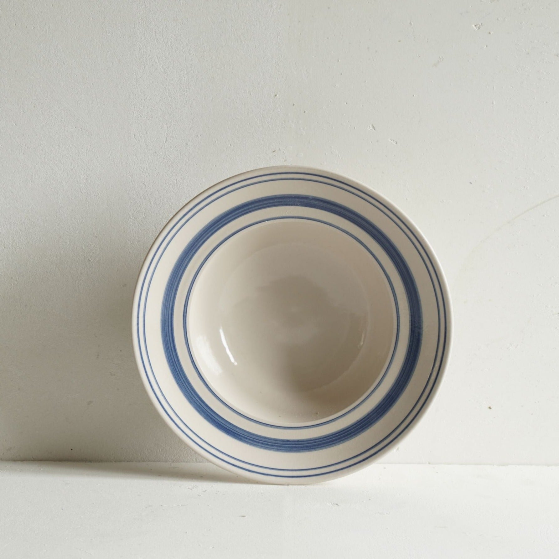 Wiggetty: Classical Stoneware Navy Linen Stripe Deep Bowl - Seconds - Premium Ceramic Homeware